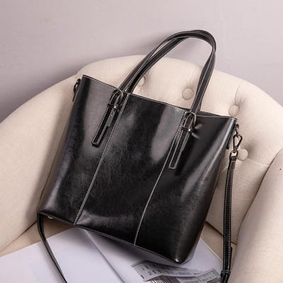 Dameshandtas van echt leer Nieuwe retro schoudertas Dames draagtas met grote capaciteit Modieuze pendel bucket bag gray