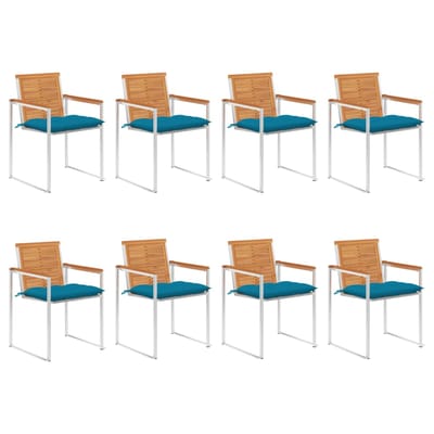 vidaXL - Tuinstoelen - 8 - st - met - kussens - massief - acaciahout