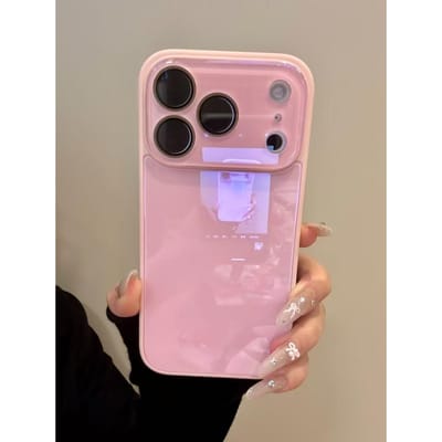 Luxe Candy Gehard Glas Camera Beschermhoes voor iPhone 17 16 15 14 13 12 Pro Max Schokbestendige Bumper Harde Achterkant For iPhone 17Pro max roze