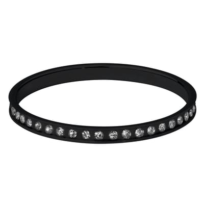 Quiges Stapelring Dames - Vulring Wit Zirkonia - RVS Zwart - Maat 19 - Hoogte 2mm