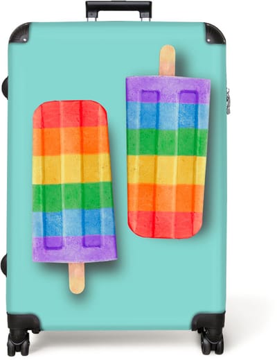NoBoringSuitcases.com® - Koffer groot - Reiskoffer lichtgewicht - Regenboog - IJs - Turquoise - Zomer - Rolkoffer met 4 wielen - Grote trolley XL - 98 liter bagage