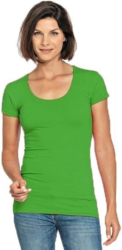 Lemon & Soda casual fashion t-shirt - bodyfit - dames - lime groen - ronde hals - korte mouwen - Dameskleding - basic shirts - katoen S