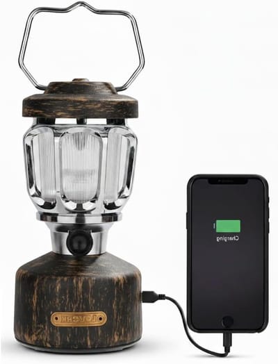 Draagbare LED Lantaarn - Verlichting - Buitenverlichting - 100 Uur Autonomie - 9.5 x 25 cm - Brons