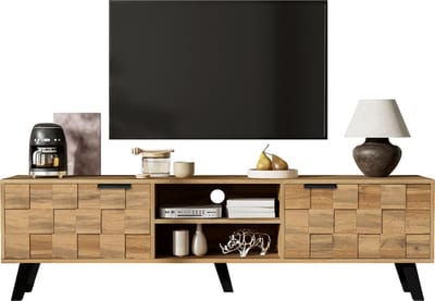 TV-Meubel 160,5 cm - Lowboard Met 2 Deuren En 2 Open Vakken - Strak Ontwerp - Onbekend - Neutraal