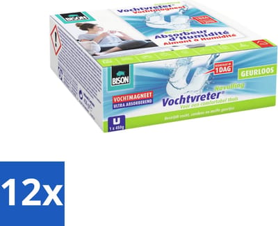 Bison - Ambiance - Vochtvreter - Vochtmagneet - Navulverpakking - 450 Gram - 1 stuk - Geurloos - Voordeelverpakking - 12 stuks