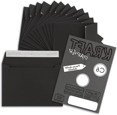 Kraftpapier Enveloppen - Recycling Brievenbussen - Kaarten Versturen - Zelfklevende Strip - DIN C6 - Zwart