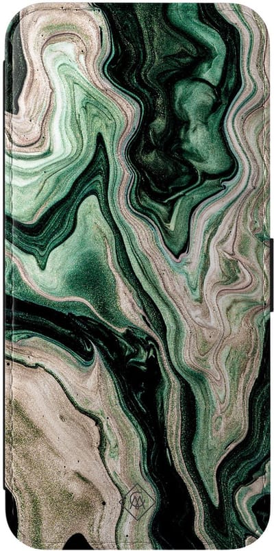 Casimoda® bookcase - Geschikt voor Samsung Galaxy A57 - Hoesje met pasjeshouder - Groen marmer / Marble - Groen - Kunstleer