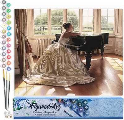 Figured'Art Schilderen op Nummer Volwassenen canvas Ambitie van een jonge pianist - Handwerk acrylverf Kit DIY Compleet - 40x50cm zonder frame