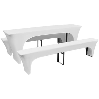vidaXL - Hoezen - voor - biertafel - en - banken - stretch - wit - 3 - stuks - 220 - x - 70 - x - 80 - cm