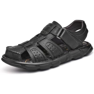 Heren Zomer Nieuwe Casual Sandalen Echt Leer Zachte Zool Antislip Strand Slippers Trendy 48 gray