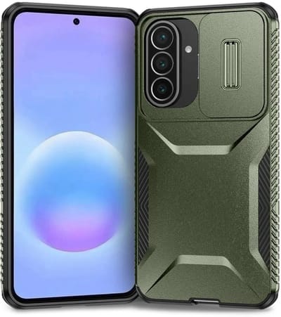 Hoesje Geschikt voor Samsung Galaxy A57 | Back Cover met Camera Slider | Schokbestendige Case | Camera Cover | Stevig | Groen
