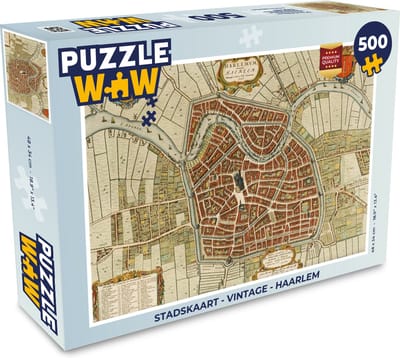 Puzzel Stadskaart - Vintage - Haarlem - Legpuzzel - Puzzel 500 stukjes - Plattegrond