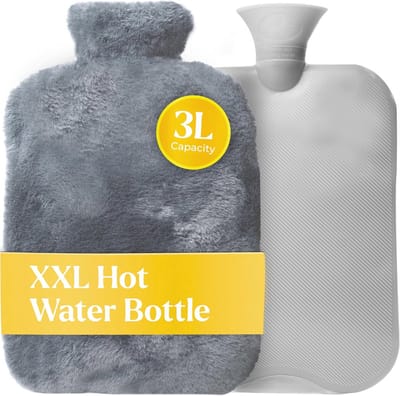 XXL Warmwaterkruik met Premium Nepbont Cover - Blauw