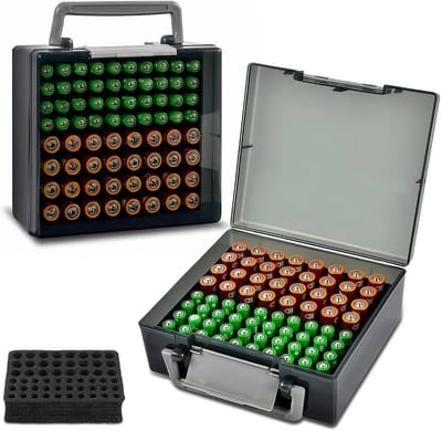 Batterij Opbergdozen - Batterij Houders - Batterijen Sorteren - Grote Capaciteit - 2 Stuks - Transparant Zwart