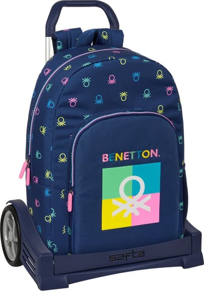 Schoolrugzak met Wielen Benetton Cool Marineblauw 30 x 46 x 14 cm