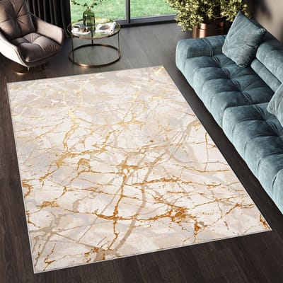 Tapiso Golden Vloerkleed Beige Tapijt Laagpolig Maat- 200x300