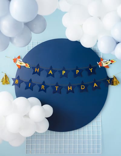 Boland - DIY Banner Happy Birthday Airplanes, 2.5 m, mix