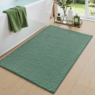 Zachte en Sneldrogende Chenille Badmat 40x60cm, Absorberend en Antislip, Ideaal voor Badkamer en Douche, Groen