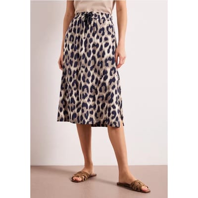 Midi-rok met elastische tailleband en print
