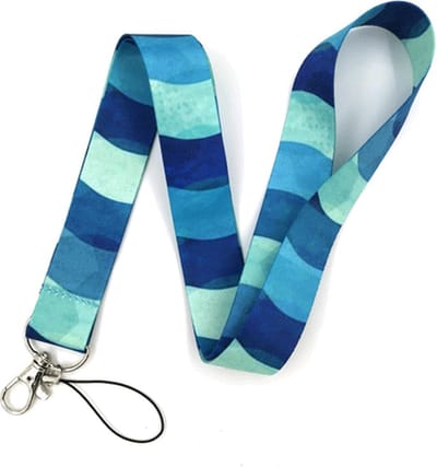 Travel Cords - Keycord Golven Blauw - stevig lanyard - sleutelhanger - sleutelkoord - met telefoonkoord - sleutels