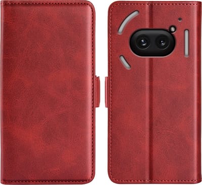 MobyDefend Hoesje - Geschikt voor Nothing Phone (2a) / Nothing Phone (2a) Plus - Luxe Wallet Book Case (Sluiting Zijkant) - Rood