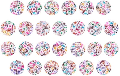 1000 stuks acryl kubus letter kralen wit initiaal alfabet groot gat Europese kralen voor doe-het-zelf vriendschap armband sieraden maken gat: 3 mm