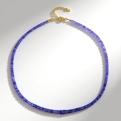 Cavill - Zilveren Halsketting met 88,122 ct Facetgeslepen Tanzaniet - 925 Sterling Zilver Verguld - Verstelbare Paarsblauwe Edelsteen Ketting Elegant