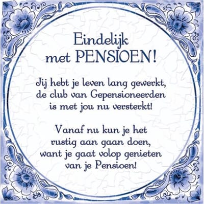Tegels delfts blauw - Pensioen