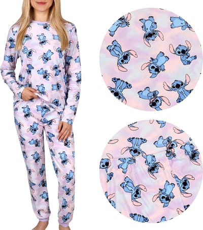 Disney Lilo en Stitch pyjama voor meisjes met lange mouwen, fleece