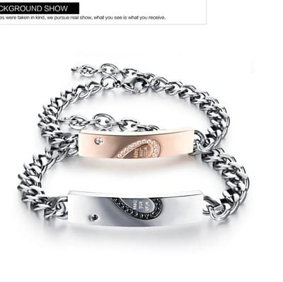 Twee set Wish Love happiness Prachtige nieuwe design Zilver Armband set dames en heren met geschenkzakje, Valentijn cadeau