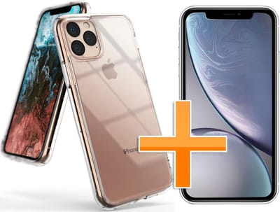 HB Hoesje Geschikt voor Apple iPhone 11 Pro - Siliconen Back Cover / Glazen Screenprotector - Transparant