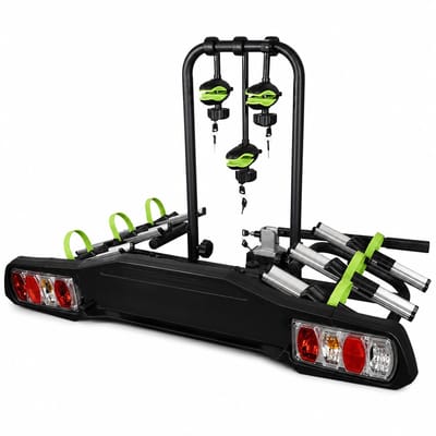 Fietsendrager voor 3 Fietsen - Kantelbaar - Opvouwbaar - Antidiefstalbeveiliging - Trekhaak Afsluitbaar - 60 kg - Zwart