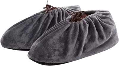 Herbruikbare Flanellen Schoenhoezen voor Binnen – Antislip Overschoenen - Vloerbescherming, Tapijt Beschermen, Huishoudelijk Gebruik - Grijs