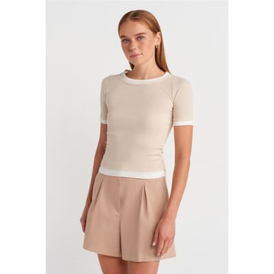 Dames Crop Slim-Fit Crew Neck T-shirt