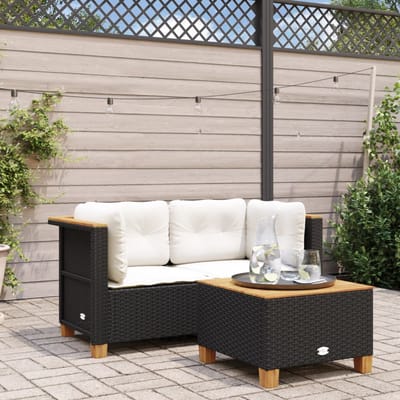 vidaXL - Tuinhoekbanken - met - kussens - 2 - st - poly - rattan - zwart