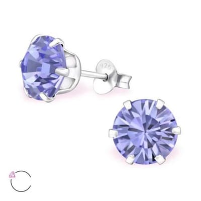 Aramat Jewels | Oorbellen | Paarse Kristal Oorbellen Sterling Zilver | | | |8mm | Zilver | Kinderen, Volwassenen | Verkleurd niet