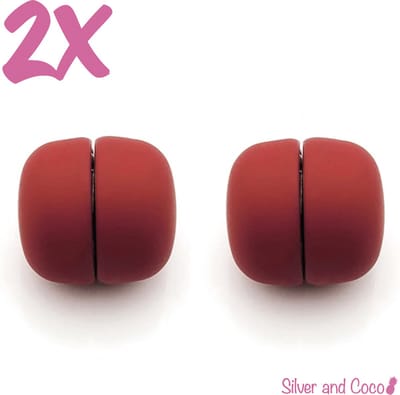 SilverAndCoco® - Hijab Magneten | Magneet voor Hoofddoek - Rood (2 stuks) + opberg tasje