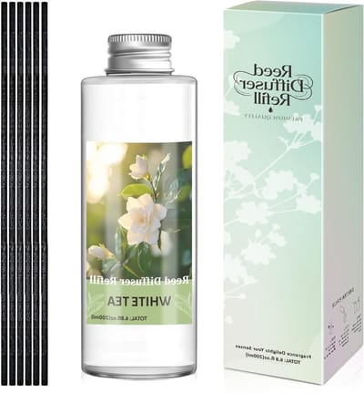 Geurdispenser voor kamer met witte thee, 200 ml navulolie, luchtverfrisser en aromatherapie voor thuis en badkamerdecoratie