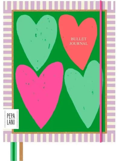 Pepa Lani Bullet Journal Flower Big Hearts Green & Red