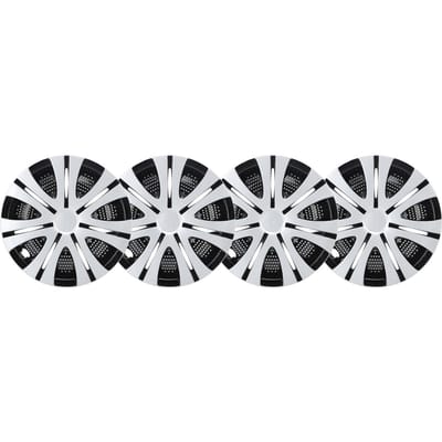 4 Stuks Naafdop Zilver Zwart Eenvoudige Installatie Beschermende Wielnaafdop Cover voor Auto's Vrachtwagens Bestelwagens 14 white