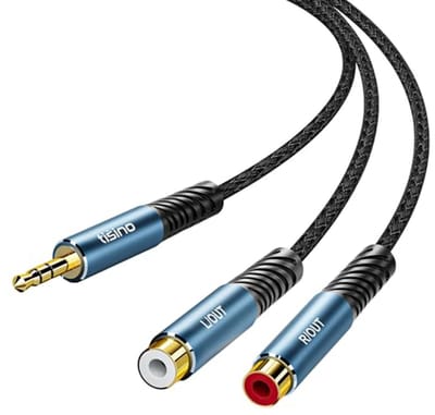 3,5 mm jack naar dubbele RCA jack audiokabel - Hoofdtelefoonaansluiting naar RCA stereo audio-adapter kabel (1,5 m)