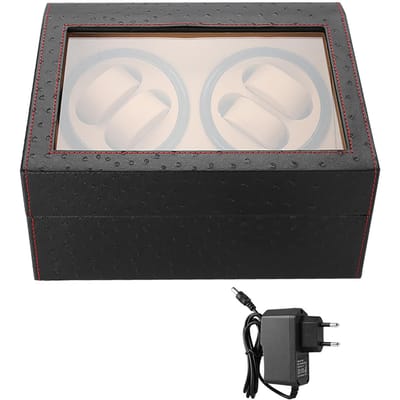 Remontoir de Montres Mécaniques pour 4 Montres Automatiques 6 Boîte de Rangement et d'Exposition pour Montres-Bracelets blanc