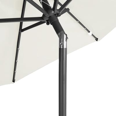 Parasol XXL met LED Solar 394x210 cm – Bellavero Tuin- & Balkonparasol met Zwengel – UV50+ Bescherming, Windbestendig, Dubbel Dak, Zonder Voet – Antraciet/Beige – Bellavero