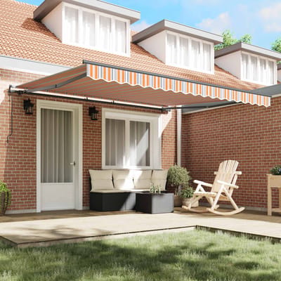 vidaXL - Uitschuifbare - luifel - Meerkleurig - 400 - × - 350 - cm - Stof - en - Aluminium