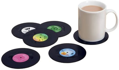 6x Vinyl platen onderzetters - LP onderzetters - Retro - Vintage - Muziek - Cadeau - 80's vibe - Met anti-slip - Jonyx
