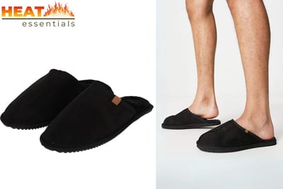 Heat Essentials Suede Pantoffels Heren - Zwart - Maat 41/42 - Instap Sloffen Heren - Spaanse Sloffen - Antislip