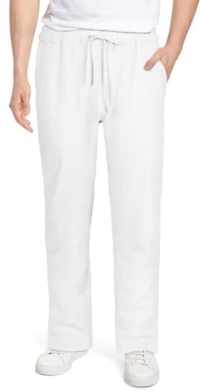 Linnen herenbroek - Casual zomerbroek van katoen, lange broek met elastische tailleband en zakken