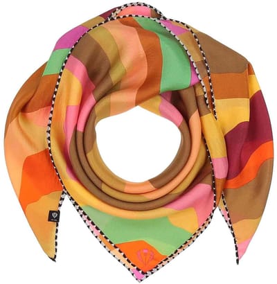 FRAAS sjaal Silk Crepe Scarf In Wave-Design Exotic Orange veelkleurig