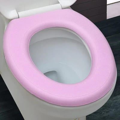 Housse de toilette douce imperméable Salle de bain Lavable Tapis Coussin O-forme Siège de toilette Bidet Housse de toilette Accessoires rose