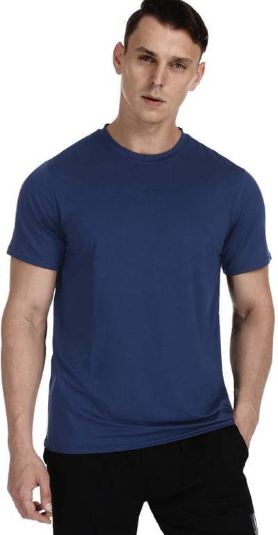 MEETYOO Sportshirt Heren - Hardloopshirt Korte Mouwen-Blauw-M
